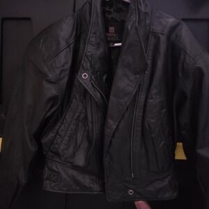 Women's Black Leather Biker Jacket